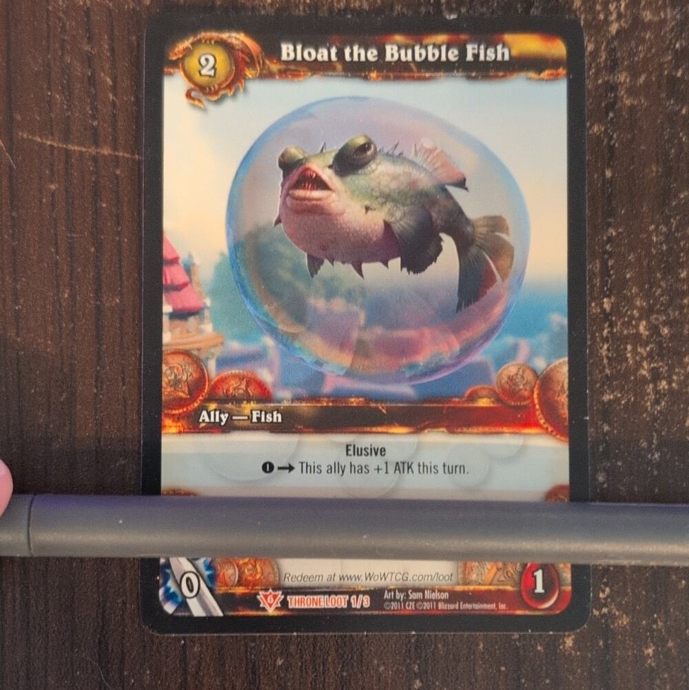 Blizzard WoW TCG Bloat the Bubble Fish Throne of the Tides Loot Foil SCRATCHED